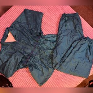 💜💙 Vintage Teal Windbreaker Set – Jacket + Pants XL 💜💙